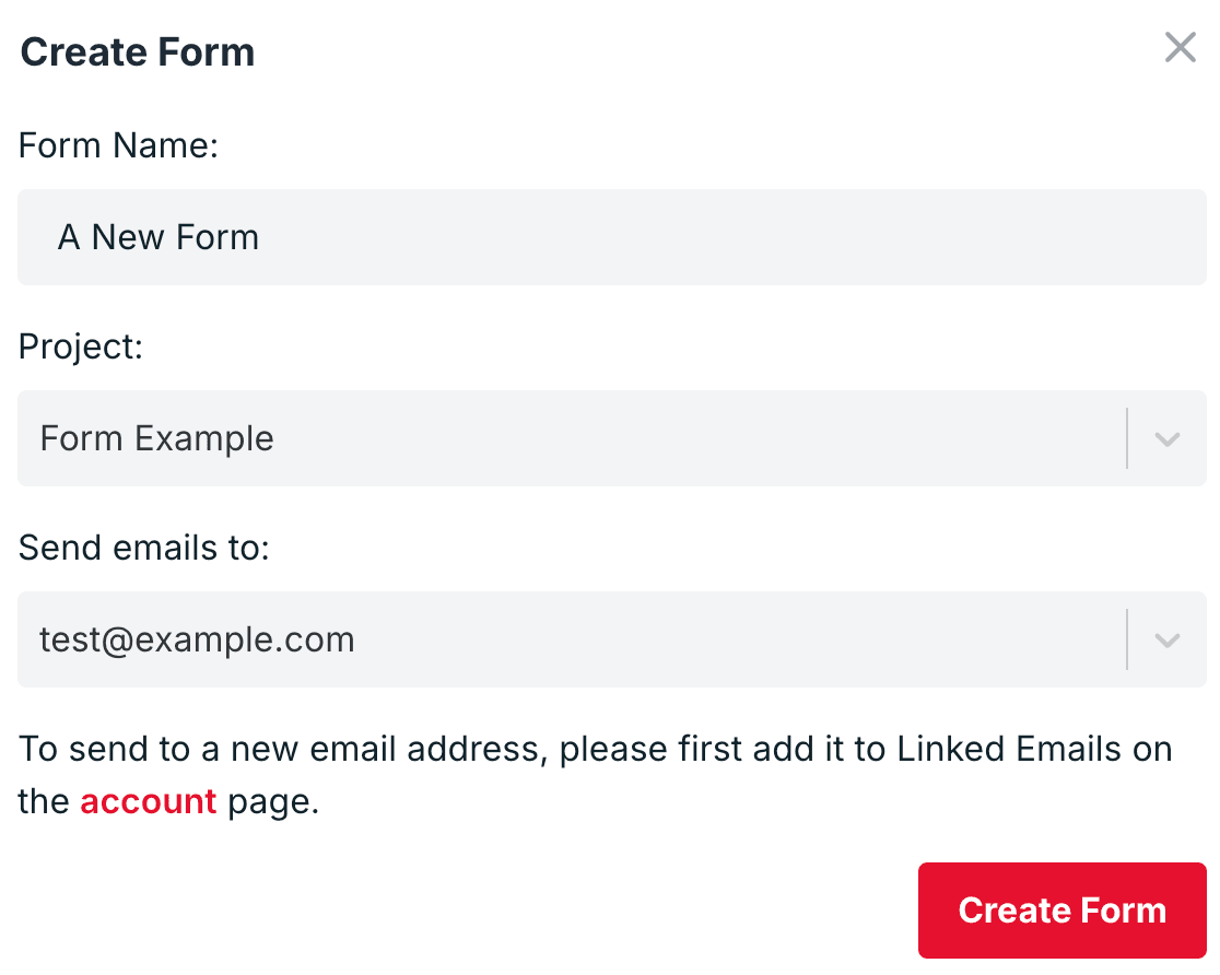 create form in formspree